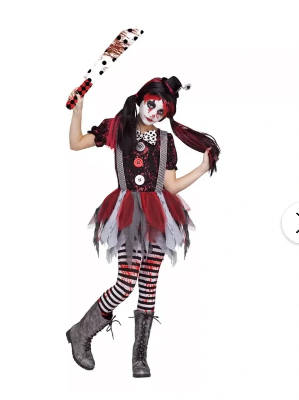 Killer Clown Costume for Kids 8-10 with Bleeding Machete Included